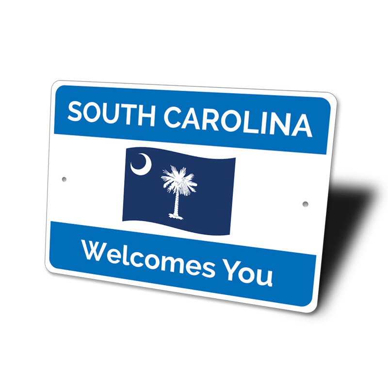 Plaque en aluminium «State Flag Welcome», H 12 po x l 18 po x P 0,06 po