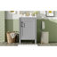 Meuble-lavabo gris de 20 po avec lavabo en céramique, porte à fermeture en douceur, tablette ajustable en forme de U, support de rangement pour porte, armoire autoportante moderne pour les petites salles de bain-230432477