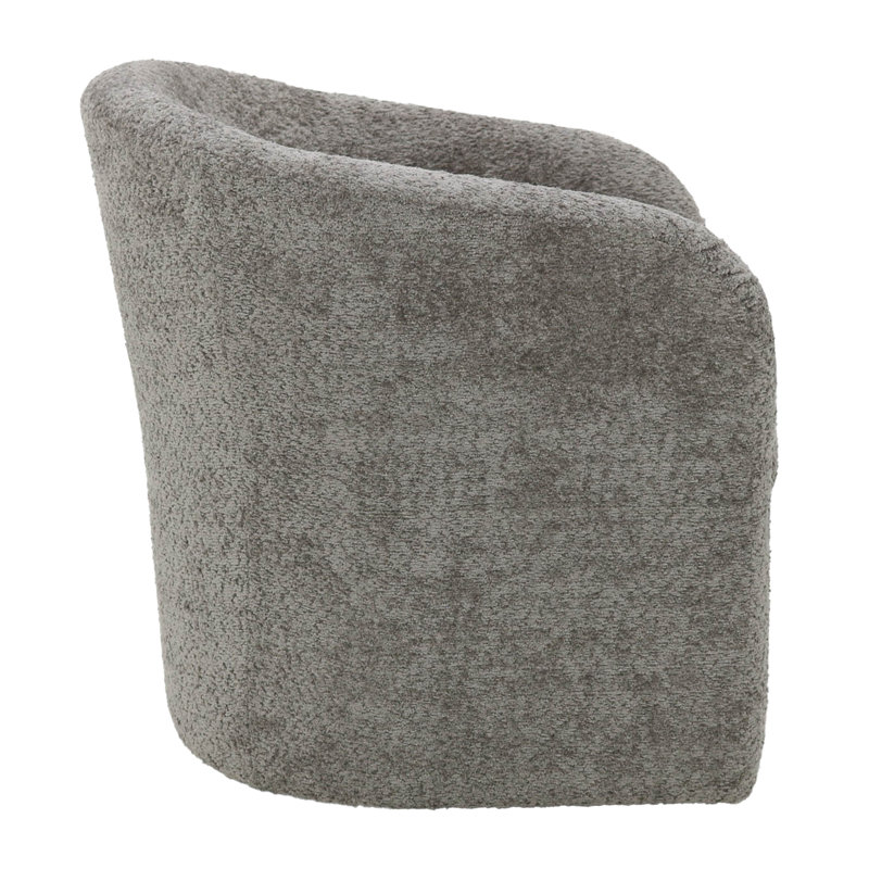 Upholstered Swivel Barrel Chair, Gray Polyester Blend