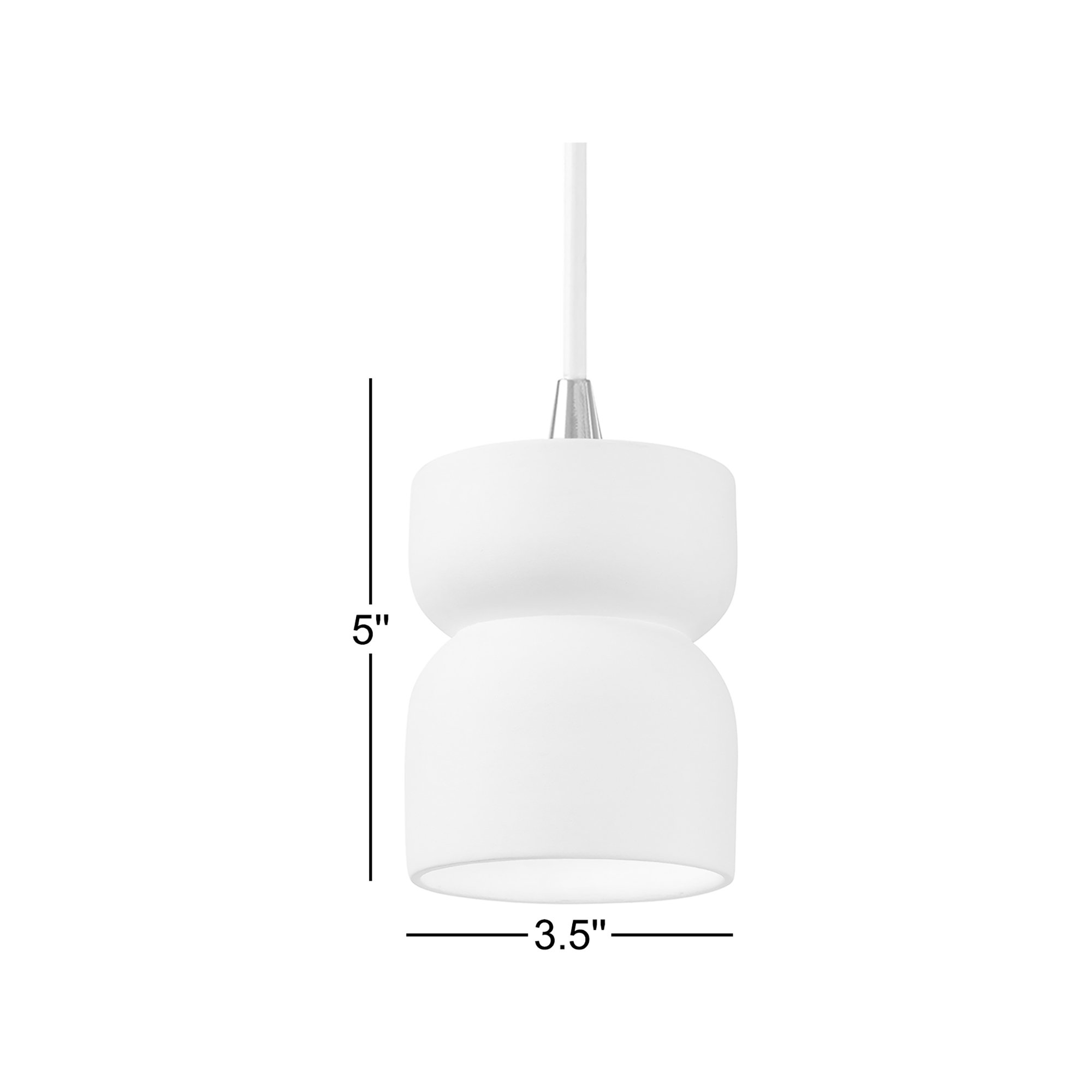 Nysta Ceramic Dimmable Pendant, Polished Chrome, Matte White