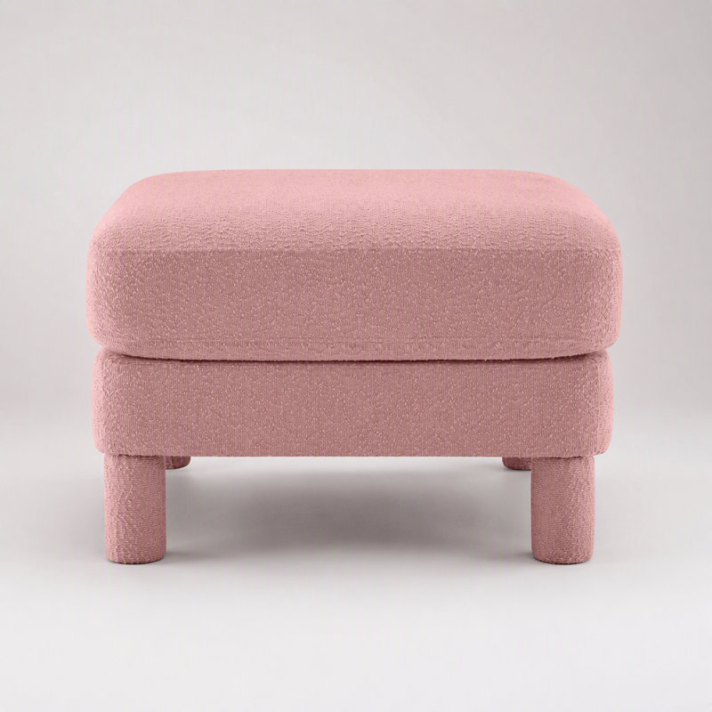 Pouf moderne en tissu bouclé avec accoudoirs incurvés et pieds cylindriques pour un confort et un style ultimes, polyester
