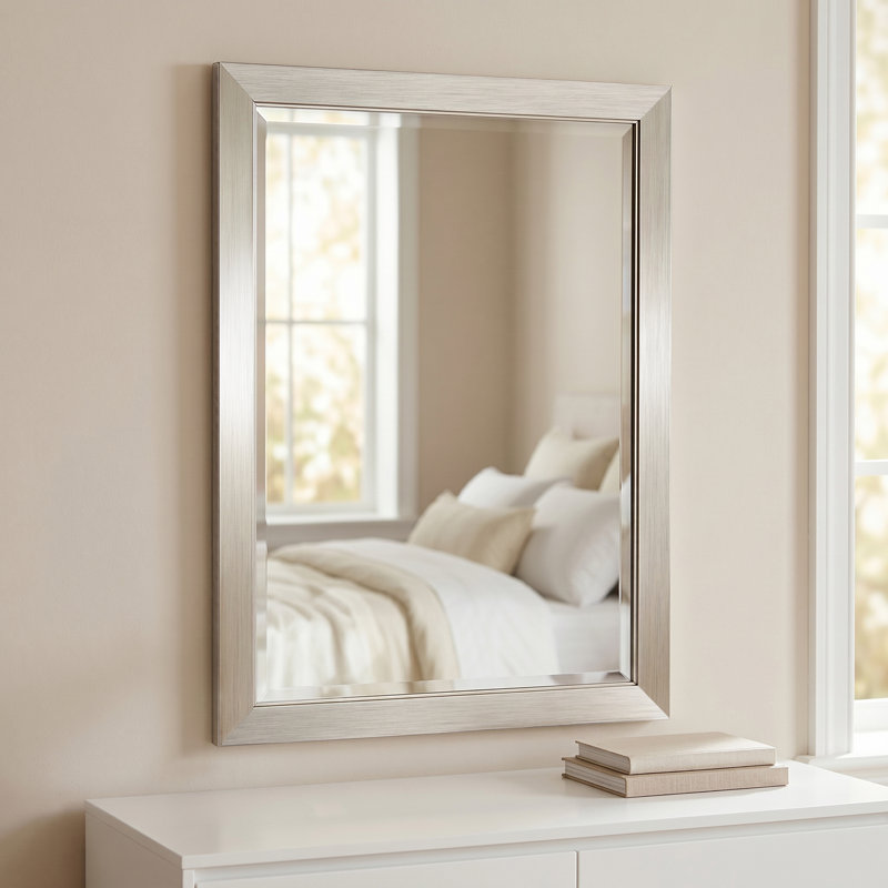 Miroir moderne Alvaretta, 40 po x 28 po, Nickel brossé