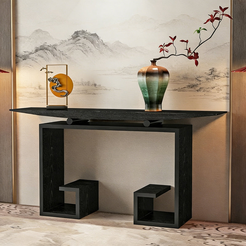 Console d'entrée moderne en bois, H 31,5 po x l 55,12 po x P 11,81 po, Noir