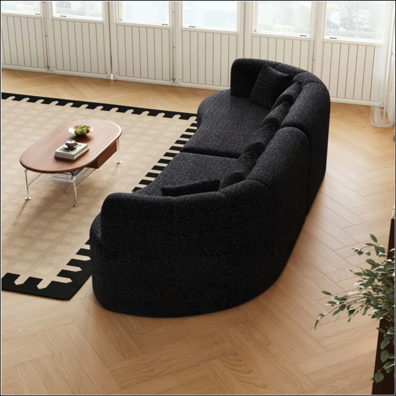 Canapé modulaire courbé, surdimensionné, moderne, sans os, avec 6 coussins, canapé en chenille de luxe en mousse à mémoire de forme avec siège profond
