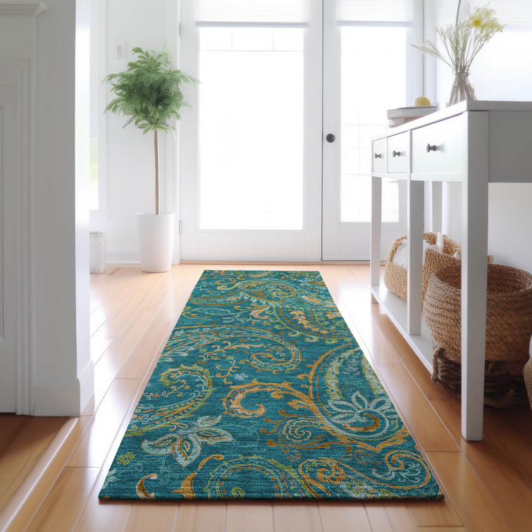 Premium Machine Washable Cerrito AMF533 Teal Rug