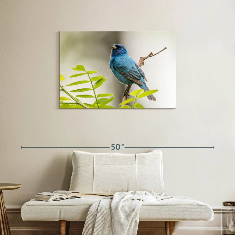 Brampt Indigo Bunting Bird, 24" H x 36" W