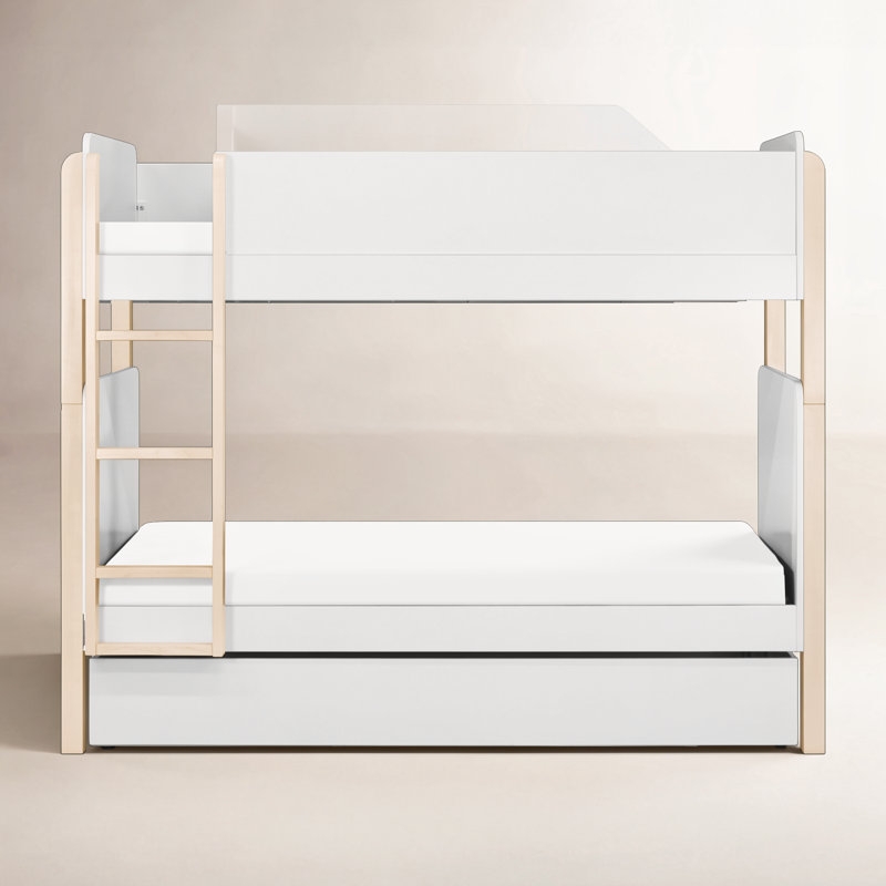 TipToe Twin Bunk Bed, White/Light Brown