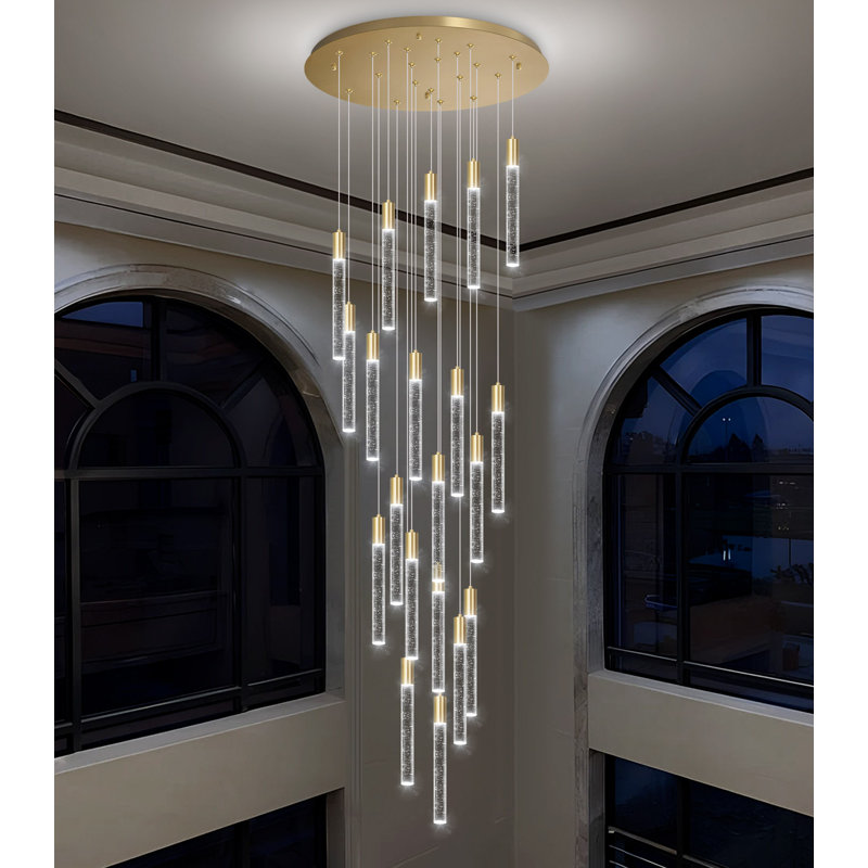 Lustre clair en cristal à intensité variable, Doré, 20