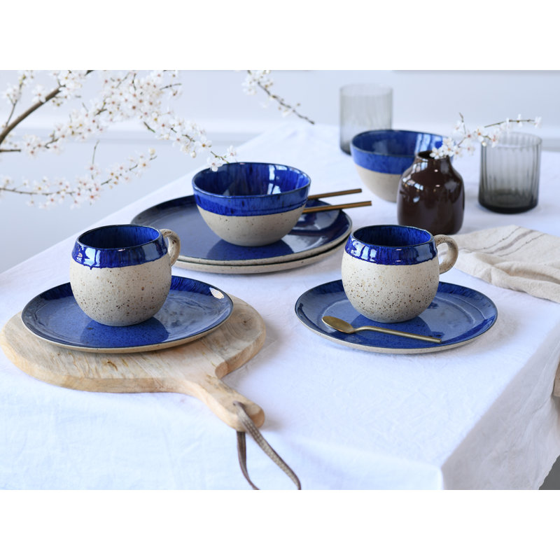 Deep Blue Sea 8 Piece Dinnerware Set, Service For 2