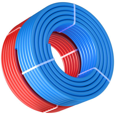 Tuyau PEX 3/4 po, tuyau flexible PEX-A de 2 x 100 pieds pour l'eau potable, conduites d'eau Pex pour eau chaude / froide et restauration facile, applications de plomberie avec coupe libre, bleu et rouge