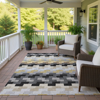 Tapis géométrique intérieur / extérieur lavable à la machine Lamanna ACN3052