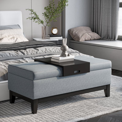 Rectangular Storage Ottoman Bench For Living Room, Entryway