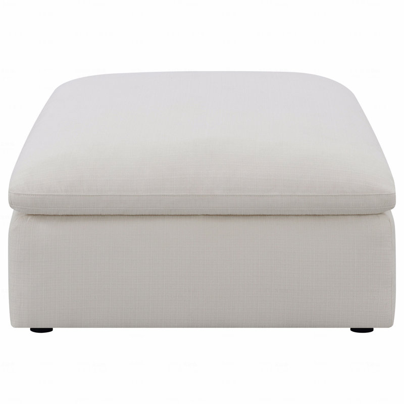 Square Shape Upholstered Ottoman, Fabric Cushioned