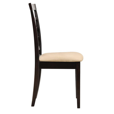 2 Cappuccino Dining Chairs With Beige Fabrics - Geometric Back, Soft Covers