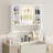 23.6''W X 21.6''H White Bathroom Wall Cabinet With Mirror, Wall Mounted Medicine Cabinet With Color Adjusting LED Lights & Adjustable Shelves, Over The Toilet Storage-126237275