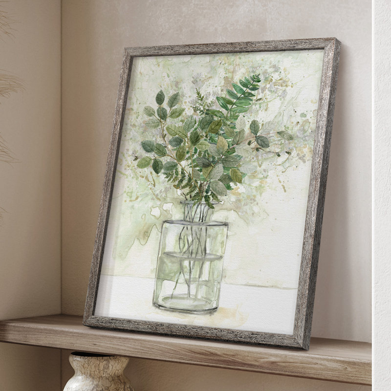 «Delicate Greenery I», reproduction encadrée - bois massif 46945, H 15 po x l 12 po