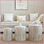 Ensemble de 3 tables basses en bois blanchi peu encombrant - arrondies pour le salon Support pour plante polyvalent