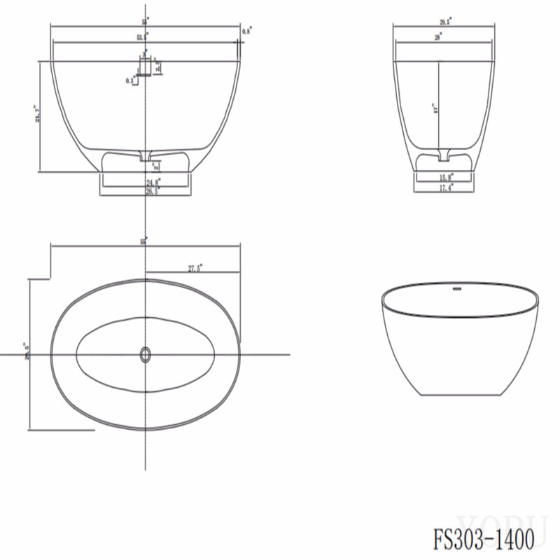 Baignoire de trempage à surface solide 55 "