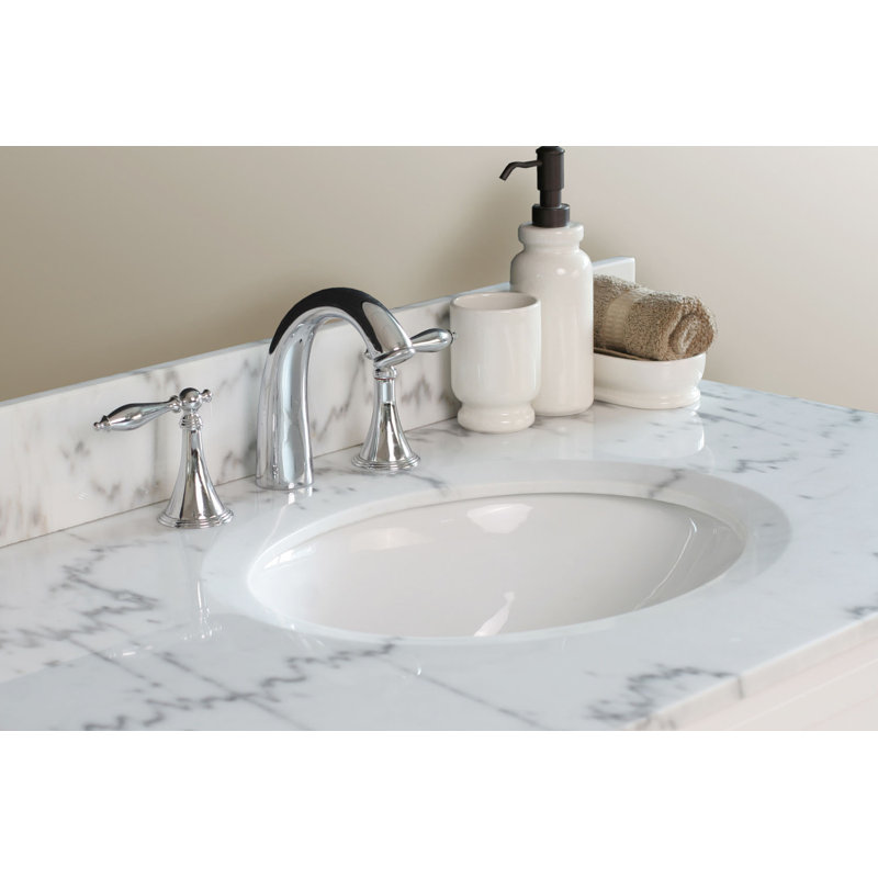 Lovelady 60'' Double Bathroom Vanity with Marble Top, White