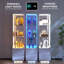 Glass Display Cabinet with 3 Color Led Lights, Wine Cabinet with Lock-1940893265