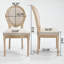 Chaise de salle à manger avec cadre ovale en bois massif de style français et dossier ovale en lin, ensemble de 2, beige