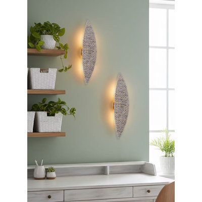 Applique murale moderne en rotin 2 lumières Coastal Natural (paquet de 2)