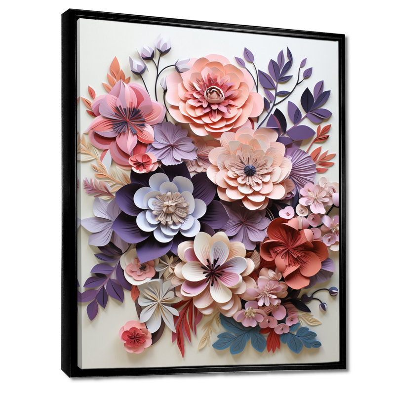 Fleurs d'hortensia mauve et rose - hortensia, art mural, Cadre flottant noir, bois massif, H 20 po x l 12 po x P 1 po