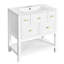 Lavabo de salle de bain moderne en céramique 30 po - structure en bois massif, 5 tiroirs, meuble-lavabo blanc, style