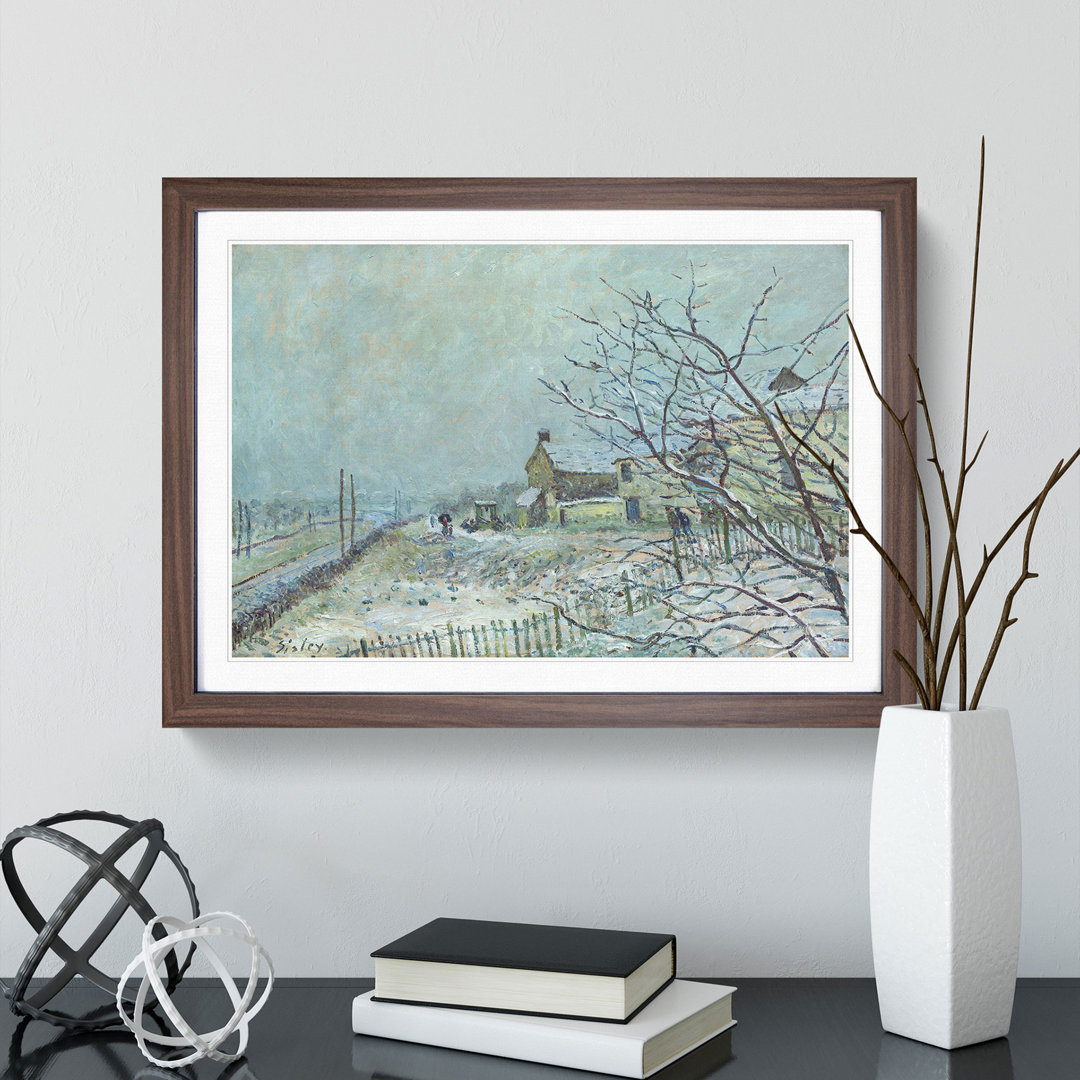 First Snow at Veneux-Nadon by Alfred Sisley - Framed Print