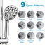 Ensemble de douche à double pommeau haute pression, pommeau de douche effet pluie avec douchette à main, barre de douche coulissante sans perçage de 66 cm, flexible de 1,5 m et inverseur à 3 voies, chromé, robinetterie non incluse-134490935
