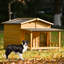 Niche pour chien en bois avec porche et 2 portes-2091877582