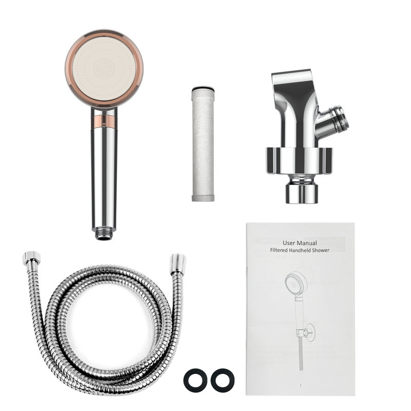 Pomme de douche filtrée à haute pression, filtre de douche portatif économiseur d'eau, tuyau en acier inoxydable