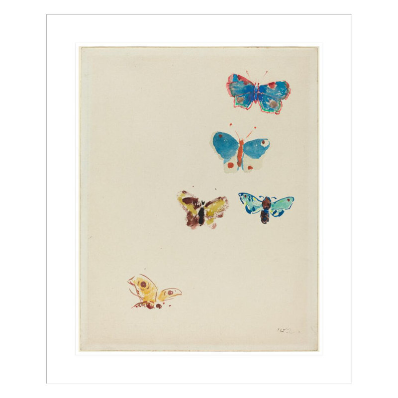 Cinq papillons par Odilon Redon, H 28,06 po x l 23,5 po