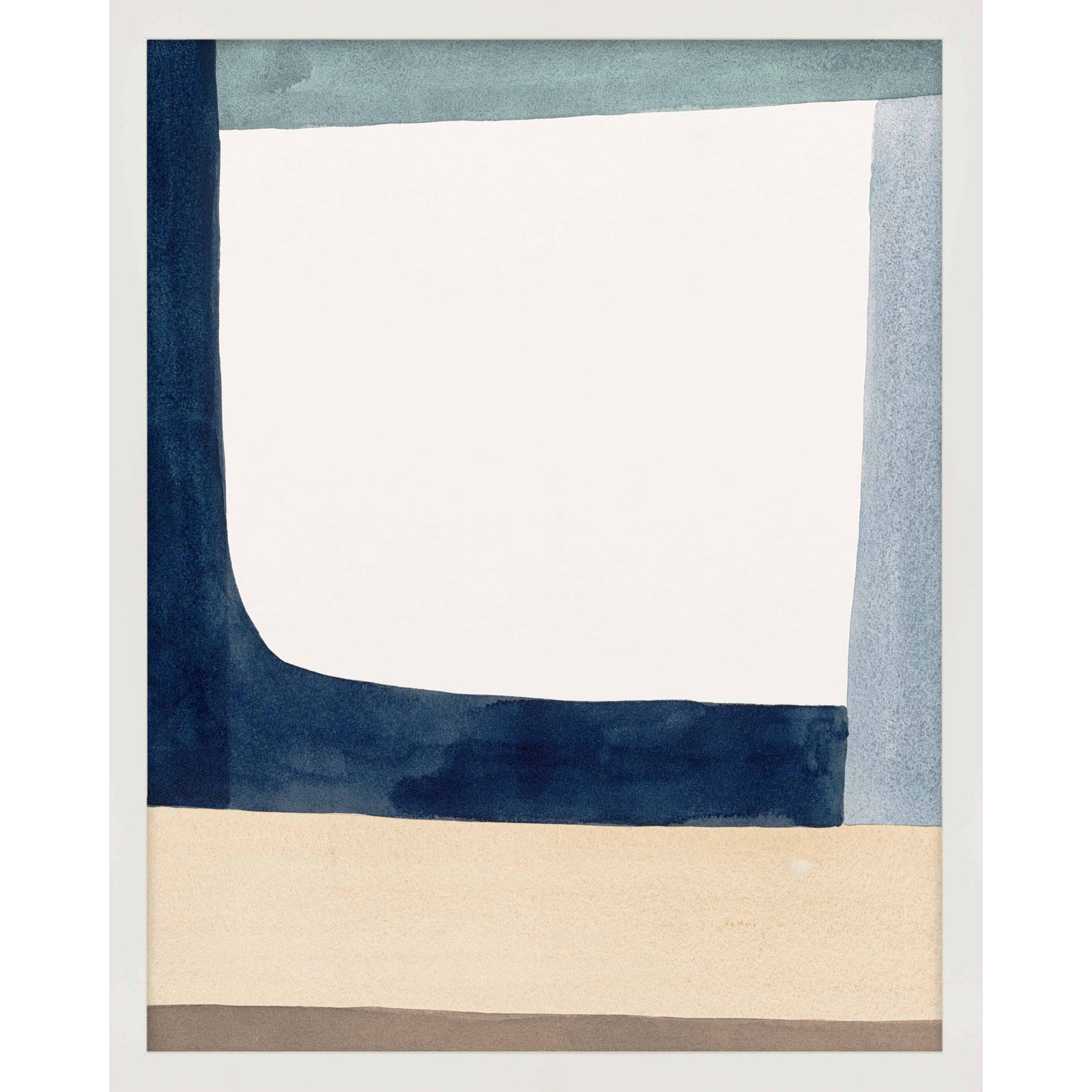 Composition In Blue 1 by Julia Balfour, White Framed Paper, 25" H x 20" W x 1.25" D
