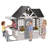 Kids Outdoor Wooden Playhouse with Kitchen Set, Backyard Cottage for Kids with Bench, Chalkboard , Pet Hole, Wooden Mailbox & Flowerpot, Backyard Play House for Boys & Girls Ages 3–8