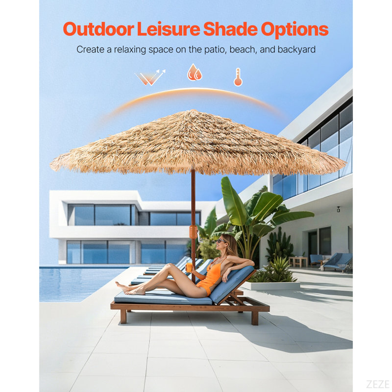 Umbrella Thatched Patio Umbrella 9 Ft Poolside Patio Beach Umbrella