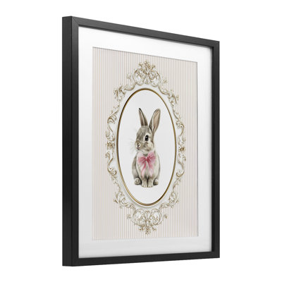 «Ornate Border Bunny», reproduction encadrée sous verre, conception par Christine Simpson Art
