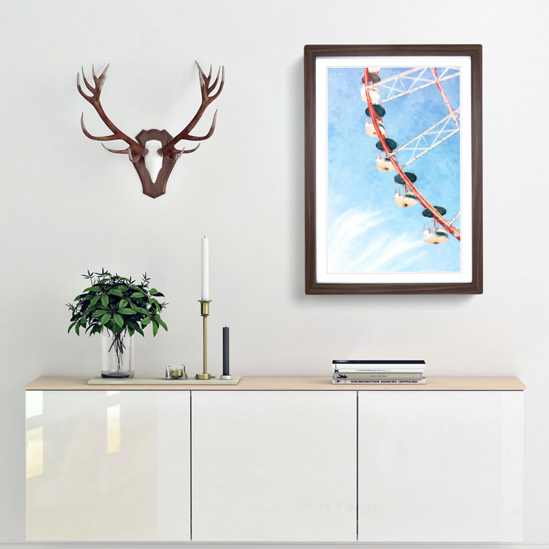 Ferris Wheel - Picture Frame Painting Print, 87cm H x 62cm W x 2cm D, Walnut Framed