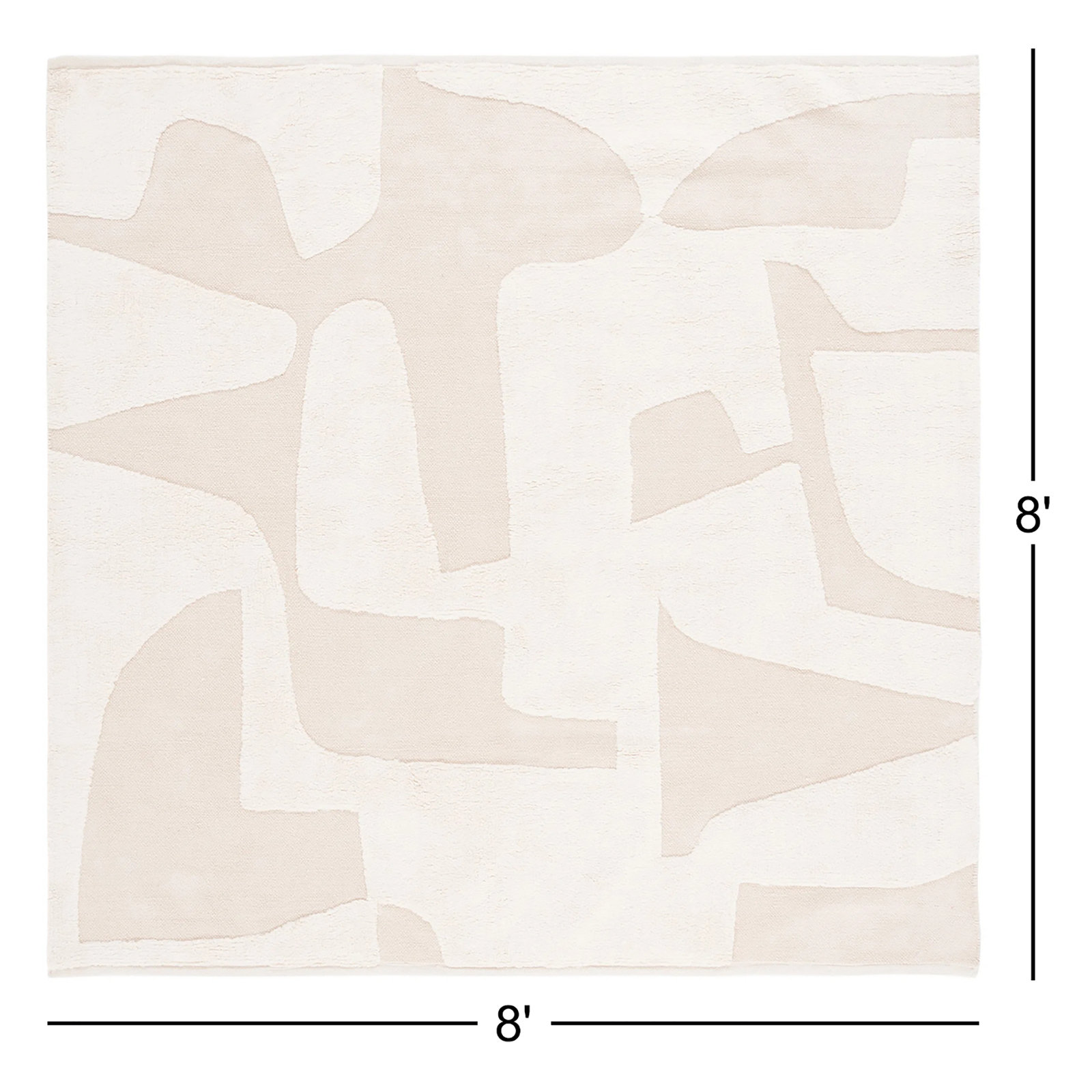 Sarya Ivory Hand-Woven Abstract Rug, Square 8'