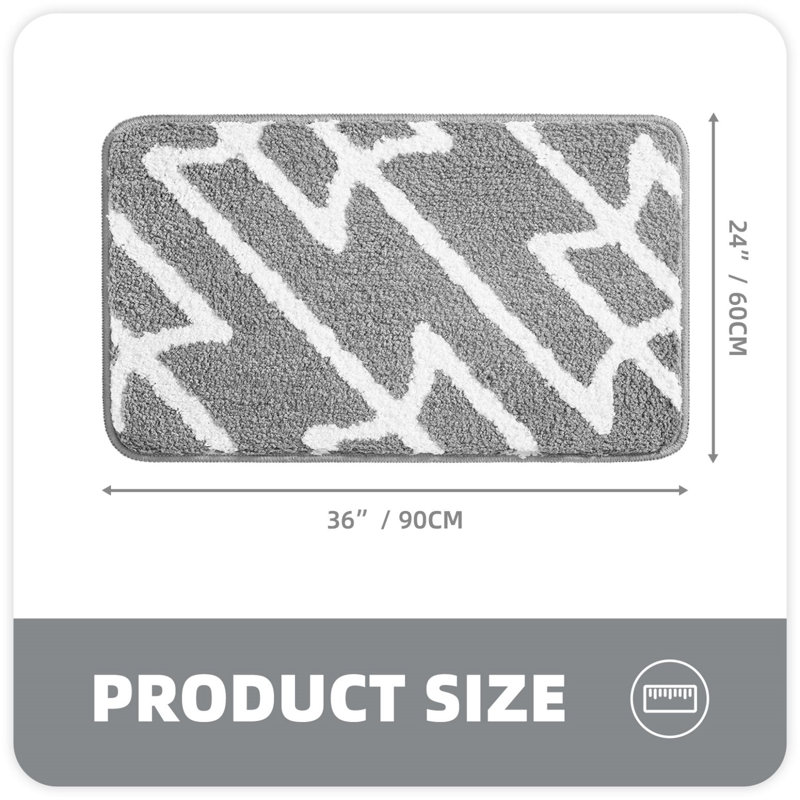 Tapis pour salle de bain Dorwin, Gris clair, H 0,7 po x l 36 po x P 24 po