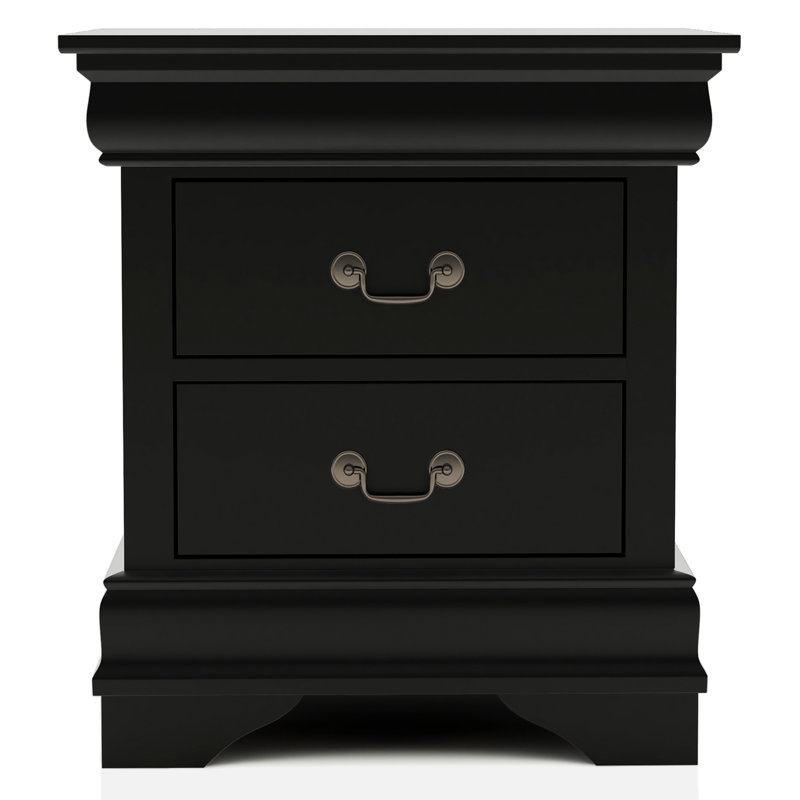 Table de chevet en bois à 2 tiroirs de largeur 21,63 po Emil, Noir