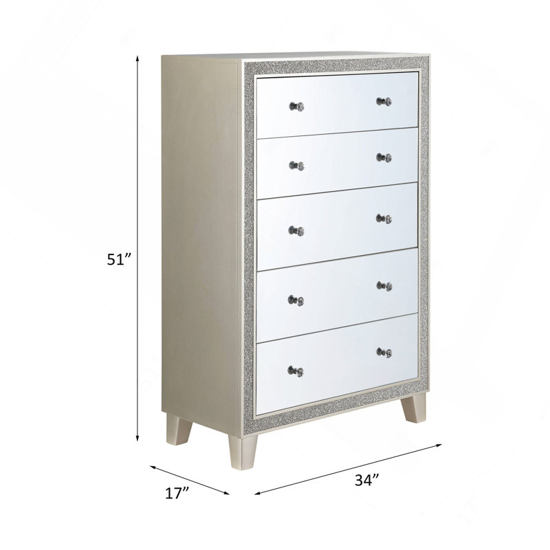 Commode à finition miroir et champagne Sliverfluff
