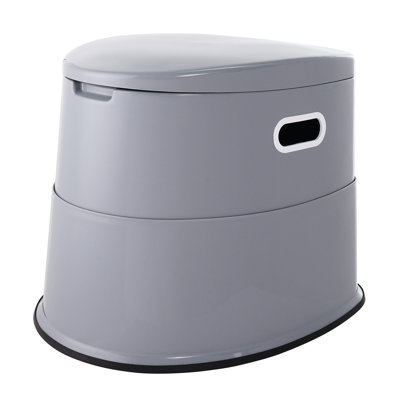Toilette de voyage, capacité de 1,3 gallon, seau intérieur détachable, porte-papier, deux couvercles, contrôle des odeurs, plastique gris, structure antidérapante, petit pot portable pour une conception légère amovible