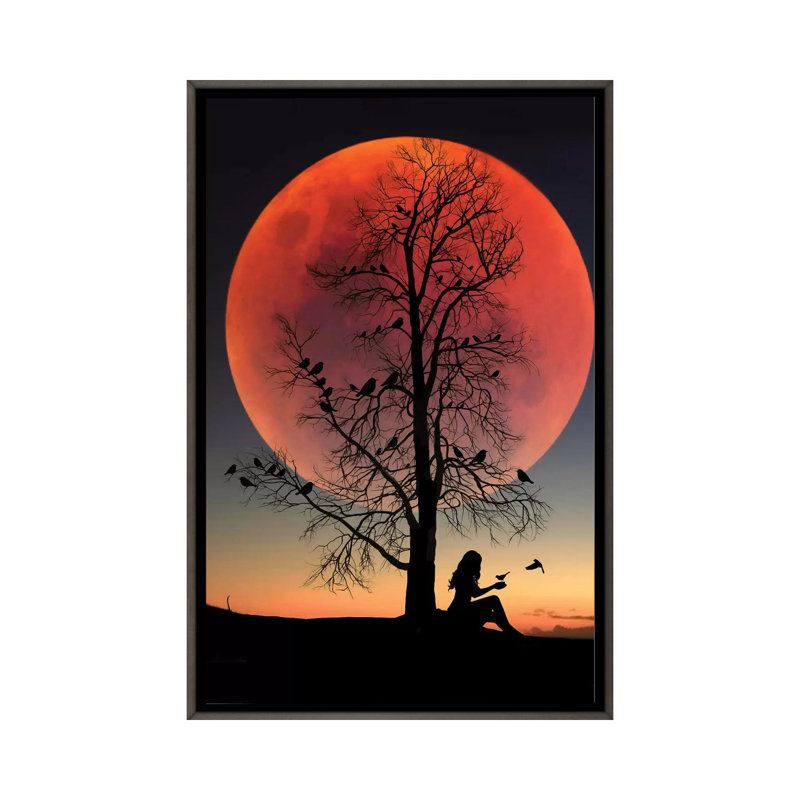 Oiseaux d’arbre par Abdullah Evindar-reproduction de photo, Toile encadrée de bois rustique foncé, Pas de tapis