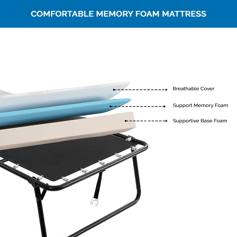 Willer 14-Inch Folding Bed with 3-Inch Luxurious Memory Foam Mattress & Strong and Sturdy Metal Frame, 14" H x 78" W x 31" D