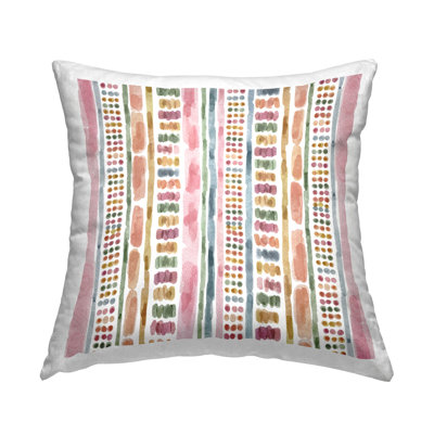 Varied Pink Dotted Boho Stripes Lines Printed Throw Pillow Design By Nina Muis Surface Design