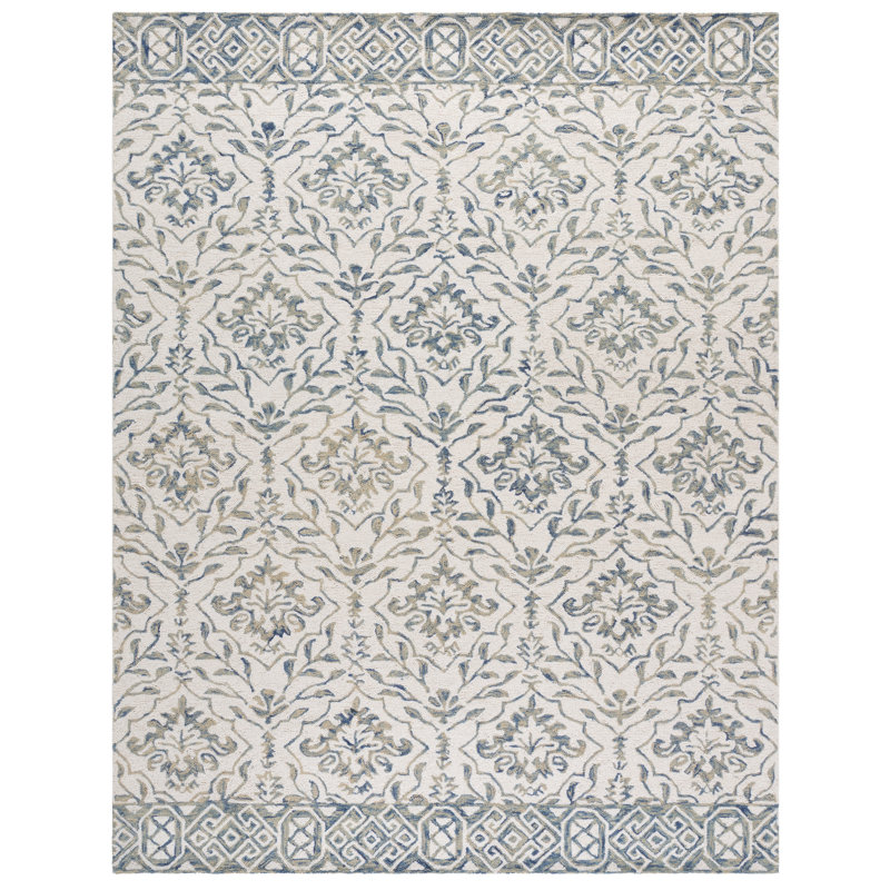 Tapis floral en laine touffeté à la main Pimentel, Rectangle 10 pi x 14 pi