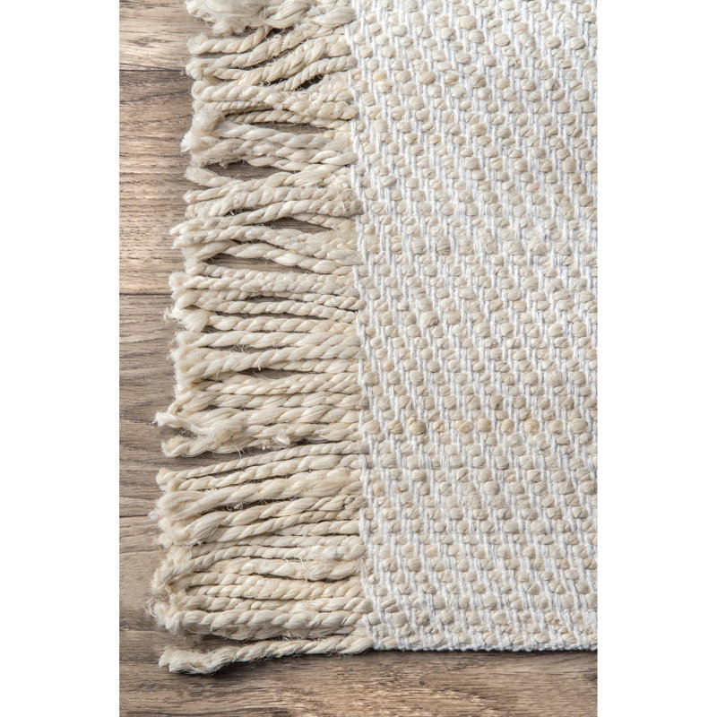 Tapis ivoire tissé à la main et à plat Janiece, Rectangle 4 pi x 6 pi