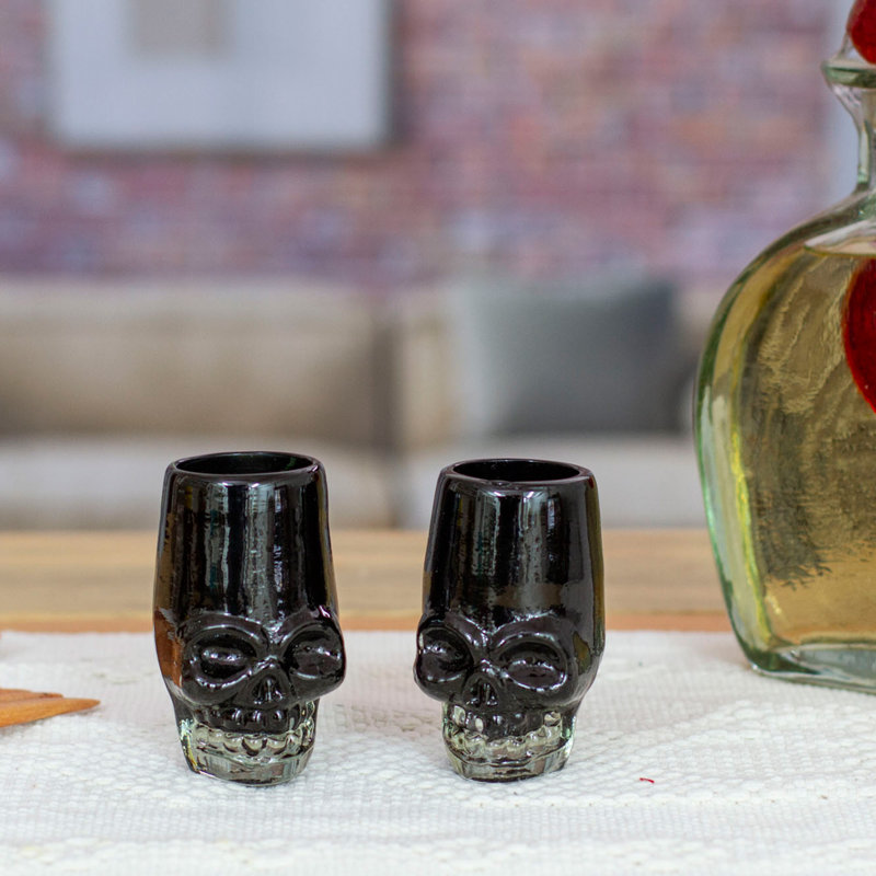 Gobelets en verre recyclé soufflé à la main Novica, Noir, noir, noir, noir