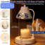Lampe électrique pour bougie avec abat-jour en diamant coloré, latte de fusion à cire avec minuterie et gradateur, lampe de fusion à bougie à hauteur réglable (blanc)